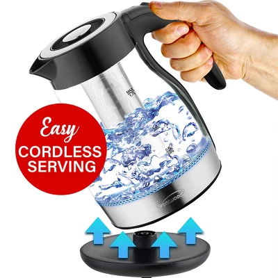 Brentwood Glass 1.7 Liter Electric Kettle With Tea Infuser In Black 2 Brentwood Glass 1.7 Liter Electric Kettle With Tea Infuser In Black - Image 2