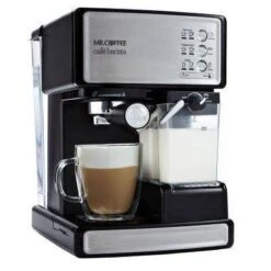 Mr. Coffee® Mr. Coffee Programmable Espresso, Cappuccino, Coffee Maker With Automatic Milk Frother And 15-Bar Pump Stainless Steel Black: ECMP1000
