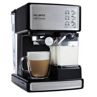 Mr. Coffee® Mr. Coffee Programmable Espresso, Cappuccino, Coffee Maker With Automatic Milk Frother And 15-Bar Pump Stainless Steel Black: ECMP1000 1 Mr. Coffee® Mr. Coffee Programmable Espresso, Cappuccino, Coffee Maker With Automatic Milk Frother And 15-Bar Pump Stainless Steel Black: ECMP1000