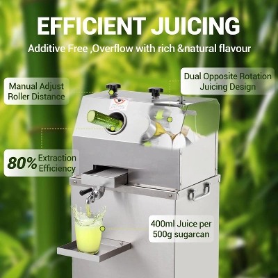 Commercial Sugar Cane Juicer Machine Electric Press Extractor 660LBS/H With Wheels 2 Commercial Sugar Cane Juicer Machine Electric Press Extractor 660LBS/H With Wheels - Image 2