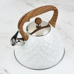 SharpChef Whistling Stovetop Tea Kettle,Food Grade Stainless Steel, Cool Touch Wood Look Handle, Fast Boil, For Gas, Electric, And Glass Ranges - 3L -Kitchen Appliances GUEST de45d8ba b203 49c4 8e2c 7b896d55ead3