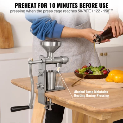 VEVOR Manual Oil Press Machine, Stainless Steel Oil Extractor Machine, Detachable Oil Presser For Effortless Cleaning, Household Oil Expeller 3 VEVOR Manual Oil Press Machine, Stainless Steel Oil Extractor Machine, Detachable Oil Presser For Effortless Cleaning, Household Oil Expeller - Image 3