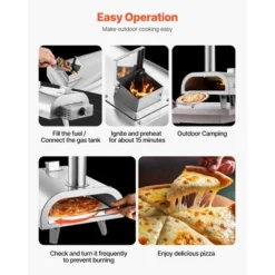 VEVOR Dual Fuel Pizza Oven Outdoor, 12 Inch Wood Fire & Propane Gas Pizza Oven, Pellet & Propane Pizza-Maker With Thermometer, Silver -Kitchen Appliances GUEST df2a86ca 1296 41f4 9899 b815ca10b43f