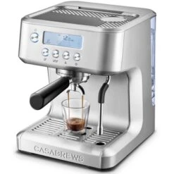 CASABREWS Ultra, 20-Bar Espresso Machine With Milk Frother, Adjustable Temperature, LCD Display, Silver
