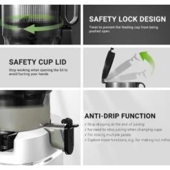 Masticating Juicer, 5.3 In Cold Press Juicer With 250W Motor, Triple Filtration, Safety Lid Lock, 1.8 L Capacity, Fit For Whole Fruits & Vegetables -Kitchen Appliances GUEST e003f259 8682 4b45 9454 0a937aab8e2c