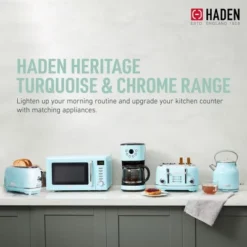 Haden 12 Cup Programmable Drip Coffee Maker Coffee Machine Bundled With Heritage 4 Slice Wide Slot Stainless Steel Toaster, Turquoise & Chrome -Kitchen Appliances GUEST e03c19b4 9edc 4725 bc61 c49e58f50c7d
