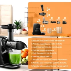 Masticating Juicer, Slowe Cold Press Juicer With 7 Spiral Masticating, Reverse Function, Juicer Machines With Food Grade Anti-oxidation Materials 20 Masticating Juicer, Slowe Cold Press Juicer With 7 Spiral Masticating, Reverse Function, Juicer Machines With Food Grade Anti-oxidation Materials -Kitchen Appliances GUEST e07f789d faf2 4656 8c66 1bf10806e199