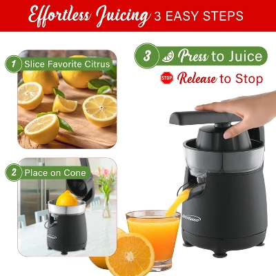 Brentwood 80-Watt 1-Speed Electric Citrus Juicer With Ergonomic Lever, Black 3 Brentwood 80-Watt 1-Speed Electric Citrus Juicer With Ergonomic Lever, Black - Image 3