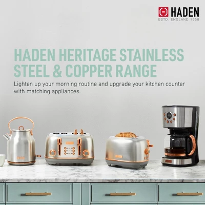Haden Heritage 1.7 Liter Stainless Steel Electric Kettle Bundled With 12 Cup Drip Coffee Maker, Coffee Machine With Auto Shut-Off, Steel & Copper 5 Haden Heritage 1.7 Liter Stainless Steel Electric Kettle Bundled With 12 Cup Drip Coffee Maker, Coffee Machine With Auto Shut-Off, Steel & Copper - Image 5