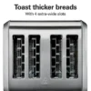 Hamilton Beach Brushed Stainless Steel 4 Slice Toaster With Extra-Wide Slots 24910G: Metal, 1500W, Spot Clean, Silver