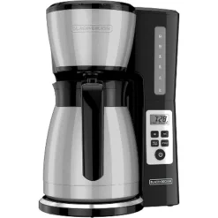 Black & Decker BLACK+DECKER 12 Cup Thermal Programmable Coffee Maker With Brew Strength And VORTEX Technology, Black/Steel