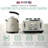 Haden Dorset 4 Slice Wide Slot Stainless Steel Toaster Bundled With 1.7 Liter Stainless Steel Electric Kettle With 360-Degree Base, Putty & Chrome