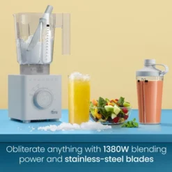 Chefman Obliterator 48oz Countertop Blender W/ 20oz Travel Jar And Tamper/Scraper Tool