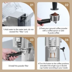 Kismile 9 Bar Espresso Machine With Steam Frother - Compact Stainless Steel Coffee Machine For Latte And Cappuccino, Customizable Brewing Time Modes -Kitchen Appliances GUEST e6b9f0b3 550c 4c87 a2a6 e5886adbcb0f