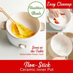 Brentwood 1.6-Qt. Multi-Function Electric Hot Pot Cooker With Stainless Steel Food Steamer And Ceramic Non-Stick Coating, White, HPS-3162W -Kitchen Appliances GUEST e7adc4a6 2fc8 4332 8d65 d2176abb54a8