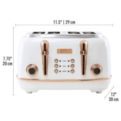 Haden Heritage 4 Slice Wide Slot Stainless Steel Toaster Bundled With 12 Cup Programmable Drip Coffee Maker Coffee Machine, Ivory & Copper -Kitchen Appliances GUEST e856a37b e487 4c17 ae78 c3f7fe2c445d