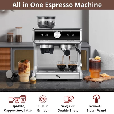 Espresso Machine With Grinder, Barista Espresso Maker With Milk Frother Steam Wand 1 Espresso Machine With Grinder, Barista Espresso Maker With Milk Frother Steam Wand