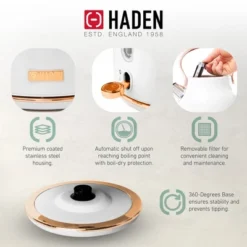 Haden Heritage 2 Slice Wide Slot Stainless Steel Toaster Bundled With 1.7 Liter Stainless Steel Electric Water Kettle, Ivory & Copper -Kitchen Appliances GUEST e9b824a2 99dd 414c 8bfc 0e77179cb0cb