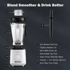 Costway 1500W Countertop Smoothies Blender 10 Speed W/ 6 Pre-Setting Programs -Kitchen Appliances GUEST ea5de748 385b 473d b986 82b1166fe968