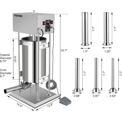 ROVSUN 15.4LBS/10L Electric Sausage Stuffer,Adjustable Speed Stainless Steel Sausage Maker For Home & Commercial 7 ROVSUN 15.4LBS/10L Electric Sausage Stuffer,Adjustable Speed Stainless Steel Sausage Maker For Home & Commercial - Image 7