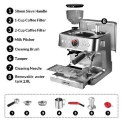 Espresso Machines With Grinder, Professional Automatic Espresso Maker With Milk Frother 14 Espresso Machines With Grinder, Professional Automatic Espresso Maker With Milk Frother -Kitchen Appliances GUEST ec3bd3f8 38e2 4b04 b25b b65bc1e6ae5c