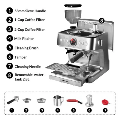 Espresso Machines With Grinder, Professional Automatic Espresso Maker With Milk Frother 7 Espresso Machines With Grinder, Professional Automatic Espresso Maker With Milk Frother - Image 7