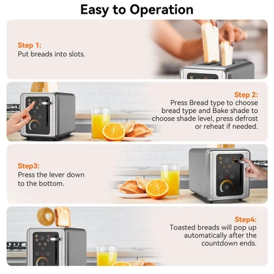 WHALL 2 Slice Toaster, Touchscreen Toasters 2 Slice Wide Slot, Stainless Steel Bread Toaster For Bagel & More, Smart Toaster Kitchen Deal 6 WHALL 2 Slice Toaster, Touchscreen Toasters 2 Slice Wide Slot, Stainless Steel Bread Toaster For Bagel & More, Smart Toaster Kitchen Deal - Image 6