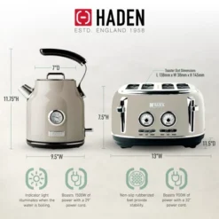 Haden Dorset 4 Slice Wide Slot Stainless Steel Toaster Bundled With 1.7 Liter Stainless Steel Electric Kettle With 360-Degree Base, Putty & Chrome -Kitchen Appliances GUEST eda7a432 3ef3 40bd bdc5 690215ae5197