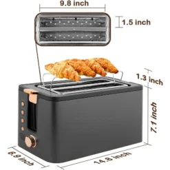 Mecity 4-Slice Long Slot Toaster - Stainless Steel, 1300W, 6 Browning Settings, With Warming Rack & Removable Crumb Tray -Kitchen Appliances GUEST ee645435 bafc 4839 b7ca a1065cd5052b