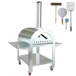 Dual Fuel Outdoor Pizza Oven - Stainless Steel Pizza Maker With Casters Insulation Multi Fuel Grill Portable Design -Kitchen Appliances GUEST f0fcf7e9 768f 4777 952d 2fca966128a5