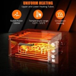 Commercial Countertop Pizza Oven,1800W Stainless Steel Electric Pizza Maker With Timer & Crumb Tray For Home/Restaurant