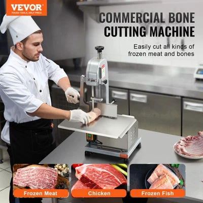 VEVOR Commercial Electric Meat Bandsaw, 650W Stainless Steel Countertop Meat Sawing Machine, Workbench 12.4" X 18.1", Silver 2 VEVOR Commercial Electric Meat Bandsaw, 650W Stainless Steel Countertop Meat Sawing Machine, Workbench 12.4" X 18.1", Silver - Image 2