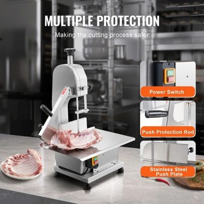 VEVOR Commercial Electric Meat Bandsaw, 650W Stainless Steel Countertop Meat Sawing Machine, Workbench 12.4" X 18.1", Silver 6 VEVOR Commercial Electric Meat Bandsaw, 650W Stainless Steel Countertop Meat Sawing Machine, Workbench 12.4" X 18.1", Silver - Image 6