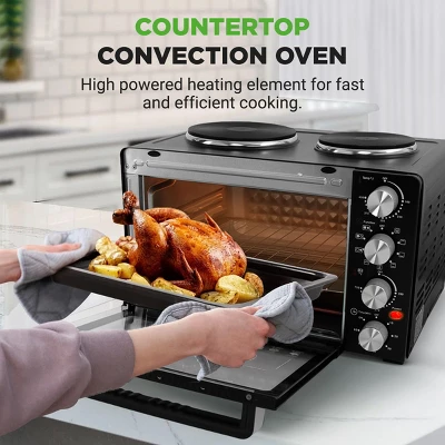 NutriChef 30+ Quart Countertop Convection Oven Cooker - 1500W Heating, Rotisserie, Dual Hot Plates, 120V - Black 1 NutriChef 30+ Quart Countertop Convection Oven Cooker - 1500W Heating, Rotisserie, Dual Hot Plates, 120V - Black