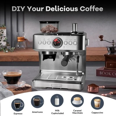 Espresso Machines With Grinder, Professional Automatic Espresso Maker With Milk Frother 6 Espresso Machines With Grinder, Professional Automatic Espresso Maker With Milk Frother - Image 6