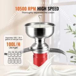 VEVOR Milk Cream Centrifugal Separator, 304 Stainless Steel,100L/H Output 10500RPM Goat Milk Separator,30W Cow Cream Separator With 5L Bowl Capacity -Kitchen Appliances GUEST f6ace7c3 c0fd 4776 ab34 33f0f1c7af14