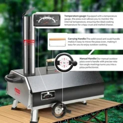 CuisinSmart Pizza Oven Portable 12" Outdoor Wood Fired Pizza Oven With Built-in Thermometer Stainless Steel Pizza Stove For Outside Camping Picnics -Kitchen Appliances GUEST f85f45fd 19fa 4630 9b56 824461b7f651