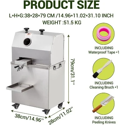 Commercial Sugar Cane Juicer Machine Electric Press Extractor 660LBS/H With Wheels 1 Commercial Sugar Cane Juicer Machine Electric Press Extractor 660LBS/H With Wheels