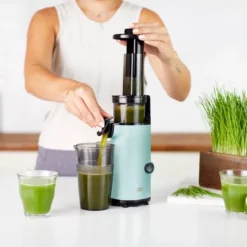 Dash Compact Cold Press Power Juicer - Aqua: Slow Juice Maker, Stainless Steel, 130W, 16oz Capacity, Hand Wash -Kitchen Appliances GUEST f9725abc 95bd 4a6d ac79 8fadcbb69dfa