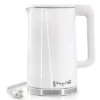 MegaChef 1.7L Double Wall Stainless Steel Electric Tea Kettle White: 90-Day Warranty, 1000W, Hand Wash, Plastic Handle