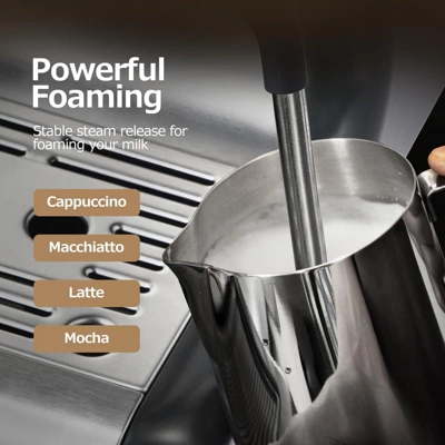 WhizMax 20-Bar Espresso Machine With Built In Grinder, Milk Frother And Steam Wand, Stainless Steel Coffee Machine For Lattes And Cappuccinos 3 WhizMax 20-Bar Espresso Machine With Built In Grinder, Milk Frother And Steam Wand, Stainless Steel Coffee Machine For Lattes And Cappuccinos - Image 3