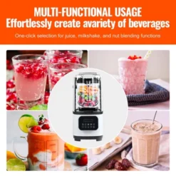 VEVOR Professional Blender With Shield, Commercial Blenders, 68 Oz Glass Jar Blender Combo, Stainless Steel 9 Speed & 5 Functions Blender, White -Kitchen Appliances GUEST fc2effe2 3a13 4866 8b23 c78212be1d4e