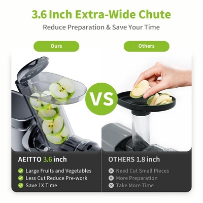 Aeitto Cold Press Juicer Powerful Slow Juicer, Juicer Machine, Dishwasher-Safe, BPA-Free,Large Capacity, High Juice Yield, Silver 2 Aeitto Cold Press Juicer Powerful Slow Juicer, Juicer Machine, Dishwasher-Safe, BPA-Free,Large Capacity, High Juice Yield, Silver - Image 2